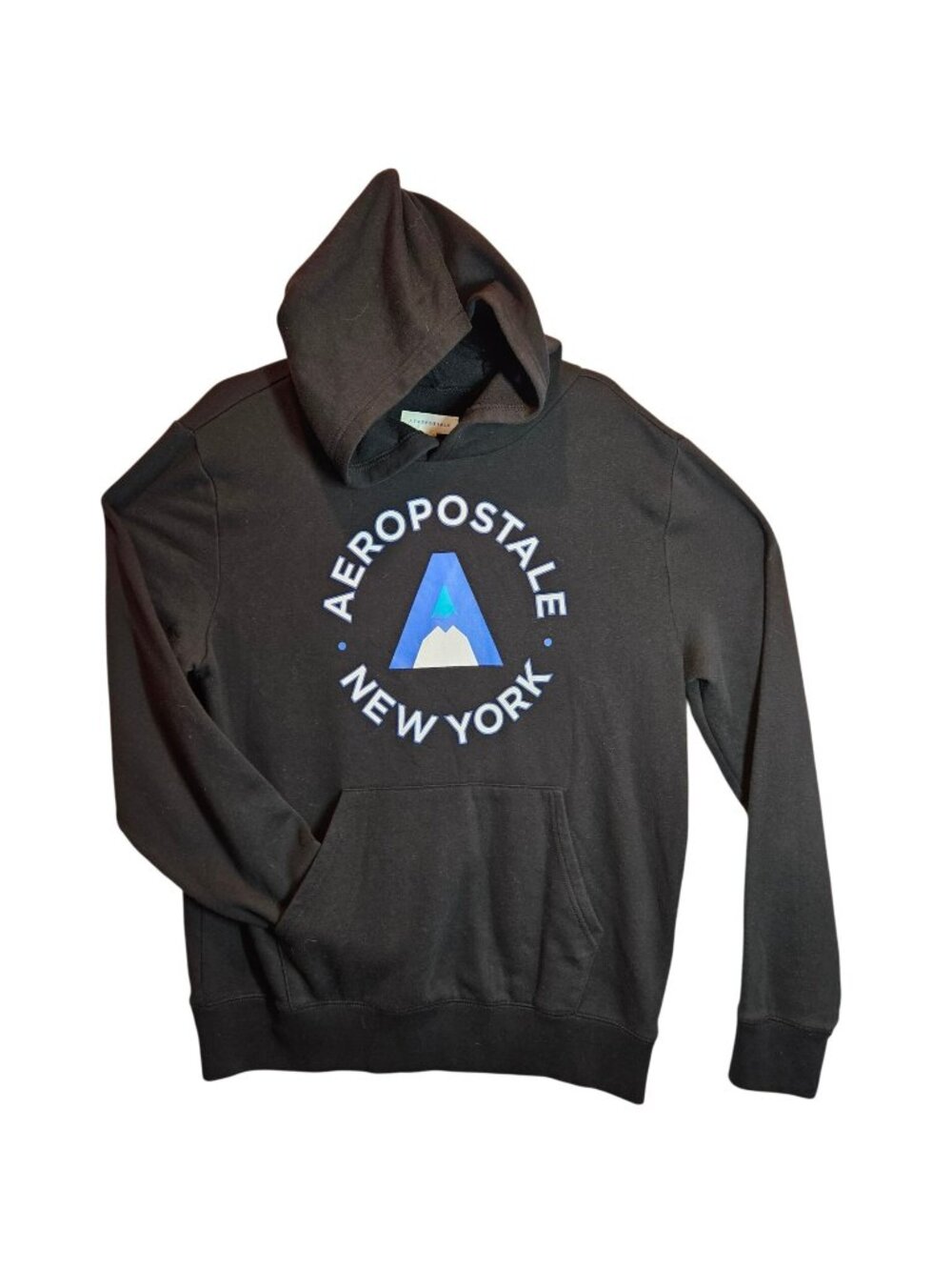 Aeropostale New York spell out Black Pullover Hoodie Men's L Casual retro grunge